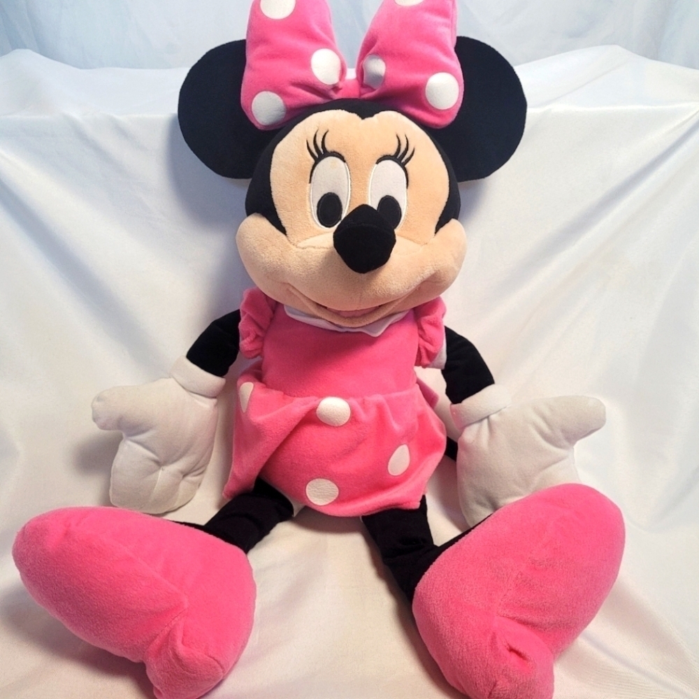 Disney Minnie Mouse 26" Plush Pink White Polka Dot Stuffed Animal Toy